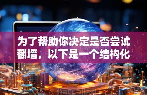 为了帮助你决定是否尝试翻墙,以下是一个结构化的推荐和指南 为了帮助你决定是否尝试翻墙,以下是一个结构化的推荐和指南